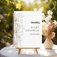 Guest book baby shower wildflowers beige cream