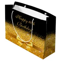 60th birthday black gold classic elegant name large gift bag