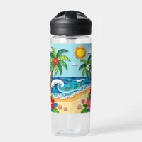 Palm Trees on the Beach  Water Bottle