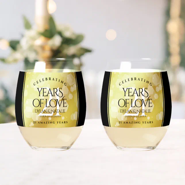 Elegant 21st Brass Wedding Anniversary Celebration Whiskey Glass