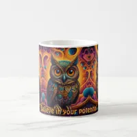 Cosmic Owl of Wisdom Inspirational coffee mugs