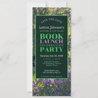 Enchanting Purple Green Floral Nature Book Launch Invitation