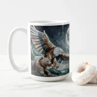 Mosaic Ai Art | Brown Bear and an Eagle Full Moon Coffee Mug