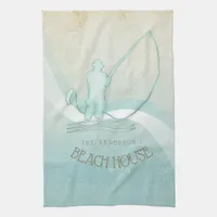 Beach House Nautical Fisherman Aqua Blue ID623 Kitchen Towel