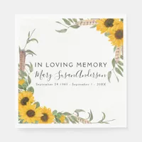 In Loving Memory Floral Funeral Memorial Wake Napkins