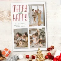 3 Photo Collage Modern Minimalist Christmas Holiday Card