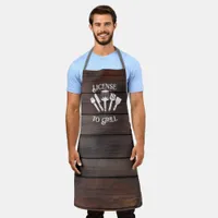 Rustic Funny Men’s Grill Art: License to Grill Apron