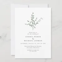 Simple Tree Branch Leaves Botanical Wedding Invitation