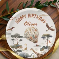 Safari Wild Hot Air Balloon Boy 1st Birthday  Paper Plates