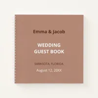 Mocha Brown Modern Wedding Guest Book