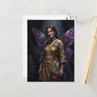 Fairy in a Recycled Dress of Colorful Recyled Rags Postcard