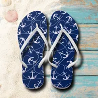 Nautical Anchor Pattern Flip Flops
