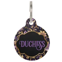 Colorful,Extravagant,Purple and Gold Personalized Pet ID Tag