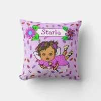 Cute Purple Fairy and Flowers Candy Sprinkles Throw Pillow