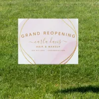 Blush Pink Watercolor Gold Circle Salon Reopening Sign