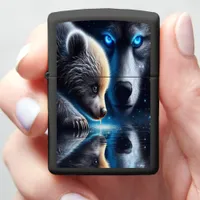 Peaceful Bear Reflection and Dominant Bear Presenc Zippo Lighter