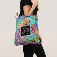 Purple and Blue Marble Fluid Art Personalized   Tote Bag