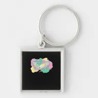 Skeleton Hands Heart With Abstract Coloured Backgr Keychain