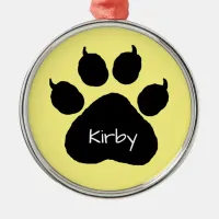 Dog's Name Personalized Paw Print Christmas  Metal Metal Ornament