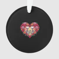 Skeleton Couple Holding Hands Inside A Heart Of Ro Ornament