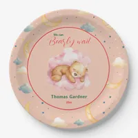 We Can Bearly Wait Boy Cute Bear Baby Shower  Paper Plates