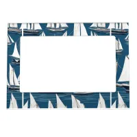 Elegant Sailboats Blue White Nautical Sailing Boat Magnetic Frame