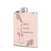 Liberté Égalité Chardonnay Funny Wine Illustration Flask