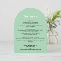 Mint Green Wedding Details Card