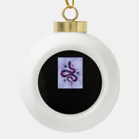 Whimsigoth Snake Spiders Flowers Ceramic Ball Christmas Ornament