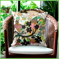 [Retro Floral] Multicolor Botanical Graphic Design Throw Pillow