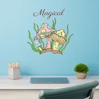 Magical Mushrooms Pastel Pink and Yellow  Wall Decal