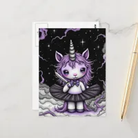 Adorable Fantasy Purple Unicorn Tutu With Knife  Postcard