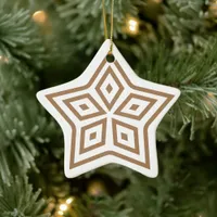 Nordic style star rhombus pattern in light brown ceramic ornament