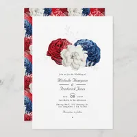 Red White and Blue USA American QR Code Wedding Invitation