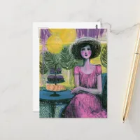 Beautiful Woman at the Cupcake Table Postcard