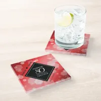 Elegant 80th Ruby Wedding Anniversary Celebration Glass Coaster