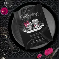 Skulls Gothic Hallowedding Burgundy ID866