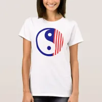 Red White and Blue Yin Yang Symbol T-Shirt