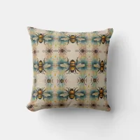 Vibrant Bee Watercolour Pattern Throw Pillow