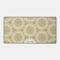 Pretty Boho Chic Gold Cream Taupe Mandala  Desk Mat