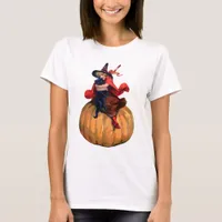 Vintage Halloween Witch, Cat, and Pumpkin T-Shirt