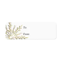 Gold Snowflake on White Christmas Gift Tag