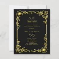 Art Deco Gatsby black 50th wedding invitation