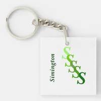 Keychain (acrylic) - Monogram with Surname (green)