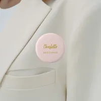 Bridesmaid blush pink name tag button