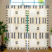 Modern Neutral Geometric Beige Statement  Modern Sheer Curtains