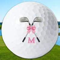 Chic Pink Golf Clubs & Bow Personalized Monogram  Golf Balls