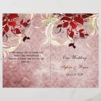 Rustic leaves red winter  bi fold Wedding program