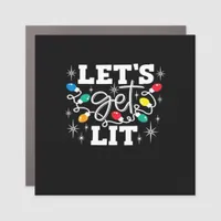 Let's Get Lit Drinking Santa Hat Christmas Lights  Car Magnet