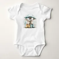 Two Adorable Baby Goats on a Rainy Day Baby Bodysuit